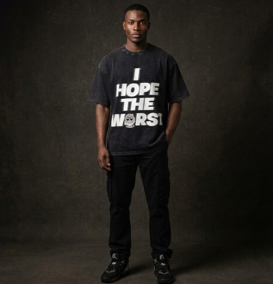 Juicecuzz wearing the I Hope The Worst tee